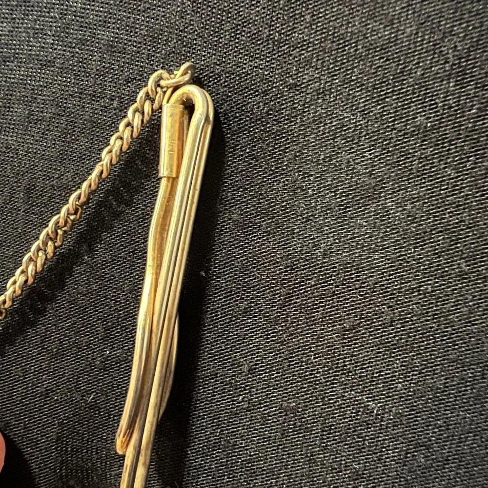 Vintage Swank Gold Tone Love Knot Tie Chain Mens Mid Century Accessory
